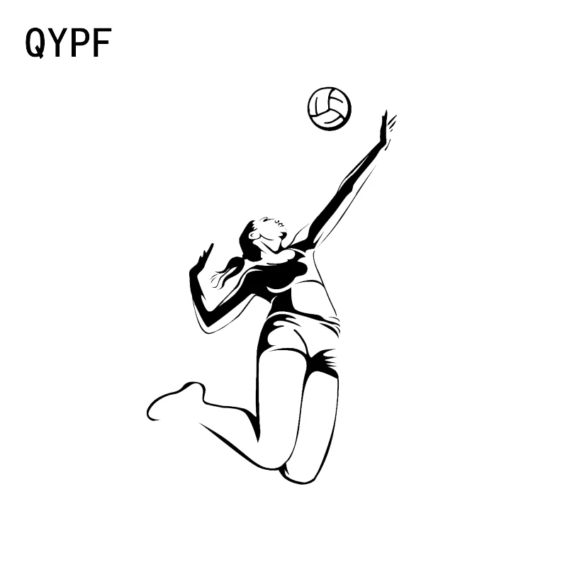 

QYPF 11*17.3CM Sport Leisure Game Volleyball Player Girl Beach Car Stickers Vinyl Silhouette C16-1348