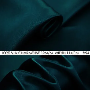 

SILK CHARMEUSE SATIN 114cm width 19momme/100% Pure Silk Fabric for Sewing Great Cushion Cover/Party Ribbon -NO54 Deep Ocean Blue