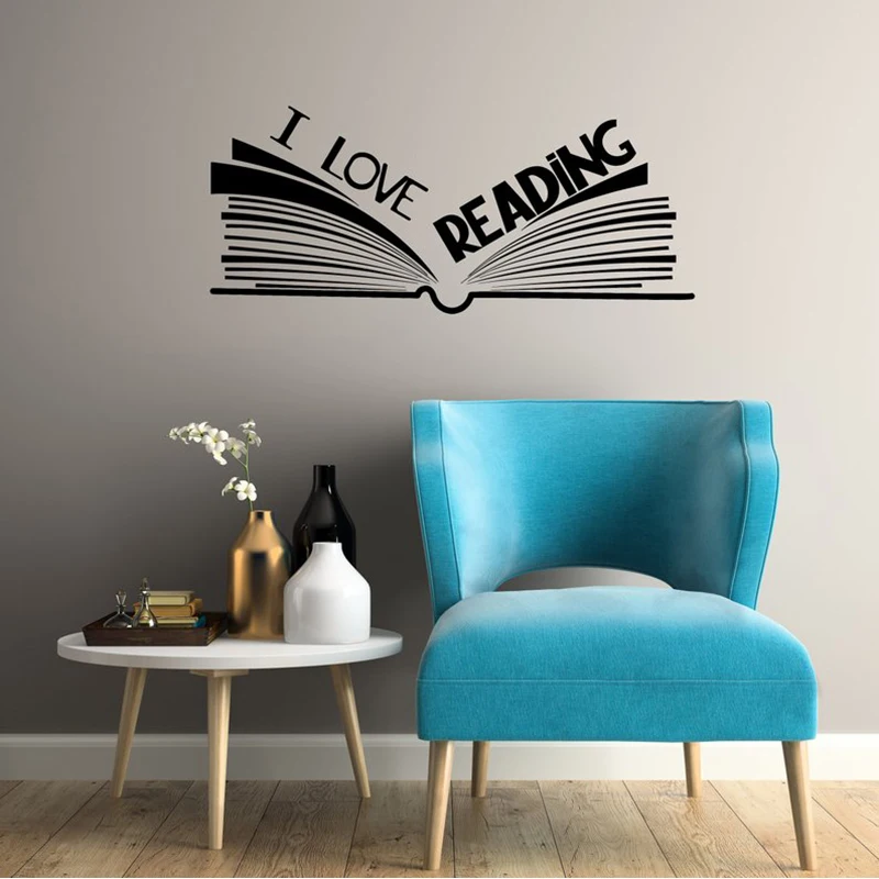 I Love Reading Vinyl Wall Decal Library Corner Room Open Book Stickers Mural A4-031 | Дом и сад