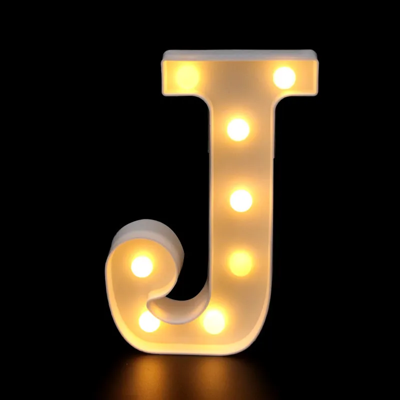 1 шт. 26 букв Белый светодиодный ночной Светильник буквы алфавита лампа для дня рождения Свадебная вечеринка Спальня Настенный декор в форме сердца - Цвет: J