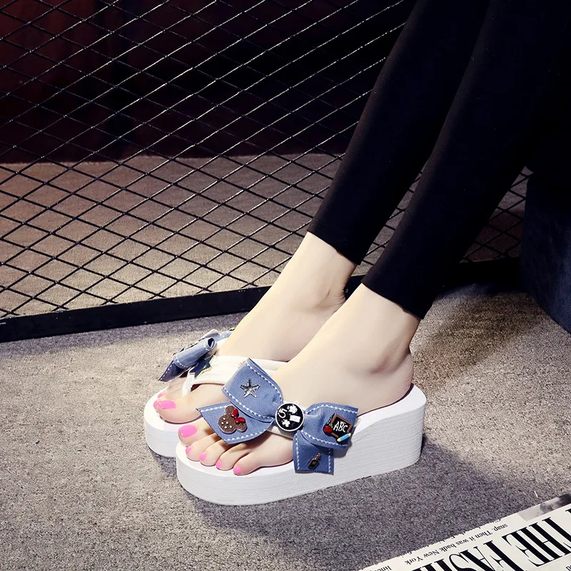 2017 New Korean Summer Style Non-slip Slippers Flip Flops Online Cheap High Heels Platform Shoes52