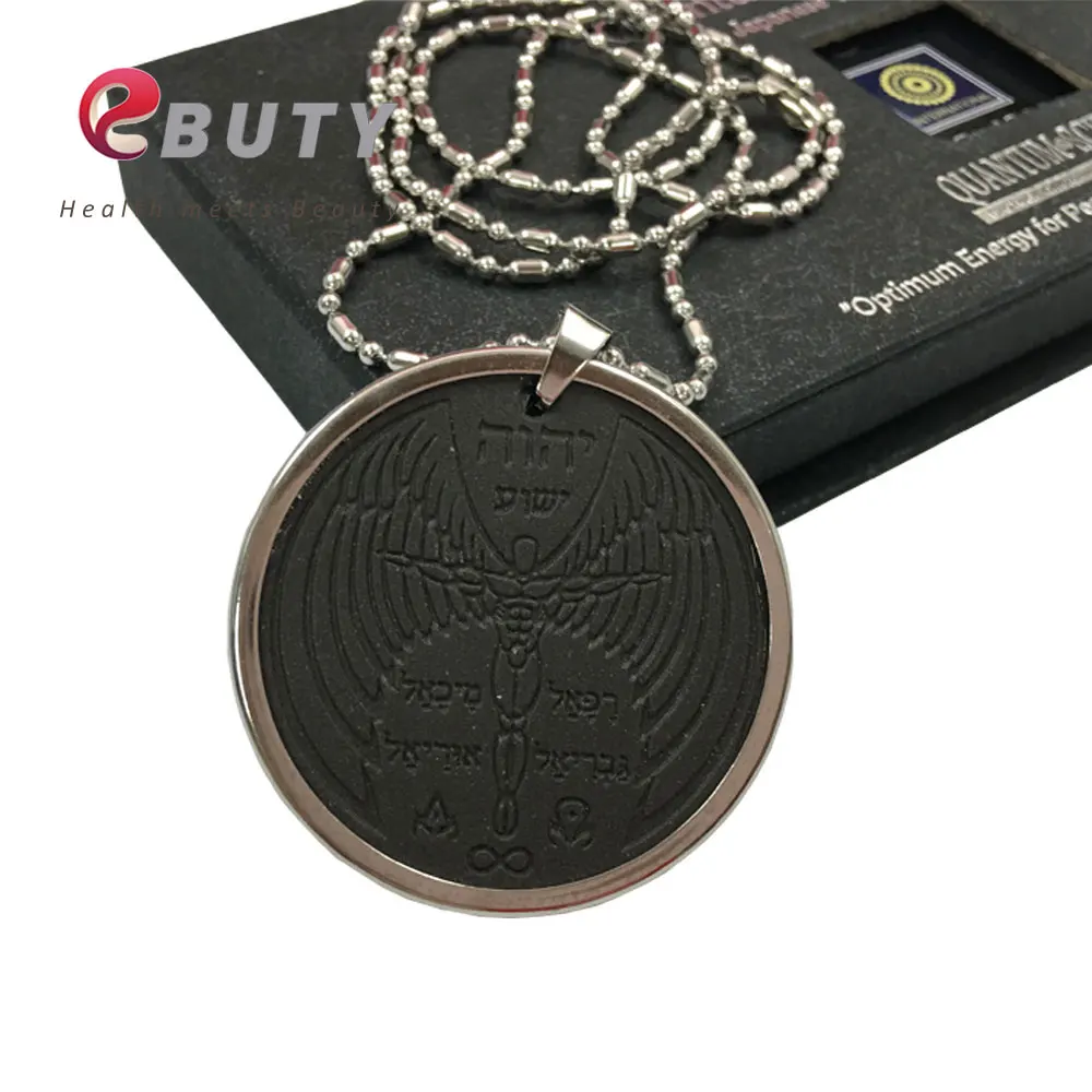 

EBUTY Angel Spiritual Quantum Pendant Scalar Energy Health Lava Stone Pendants with Stainless Steel Chain 3000cc Ions 2pcs/lot