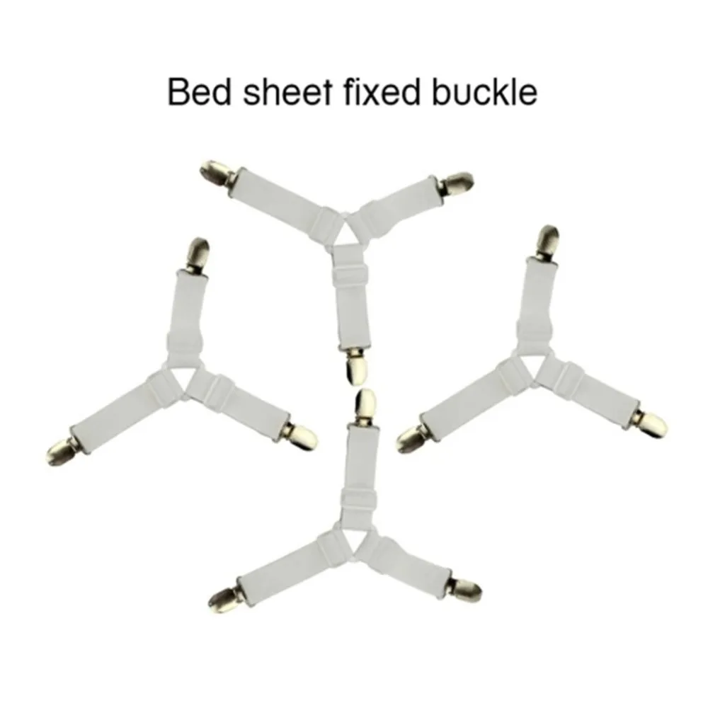 

4 Pcs / Set Three-Head Clamp Clip Holder Sets Sheet Strips Adjustable Length Triangles Sheet Mattress Clip Bed Sheet Fasteners