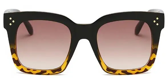 black leopard Ким солнечные очки в стиле Кардашьян леди плоский верх очки Lunette Femme женские роскошные брендовые Солнцезащитные очки женские заклепки солнцезащитные очки UV400 - Цвет линз: black leopard