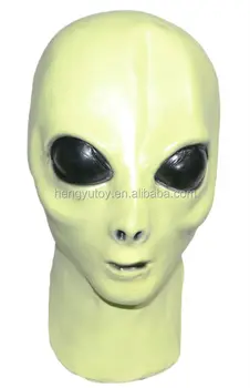 

High Quality Attractive Party Green Halloween Latex Noctilucent Alien Mask