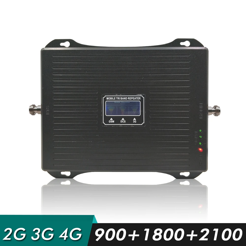 2G 3G 4G Tri-Band Booster GSM 900 DCS/LTE 1800 WCDMA 2100 Cellphone Signal Repeater Amplifier Full set with 2 PCS Indoor Antenna