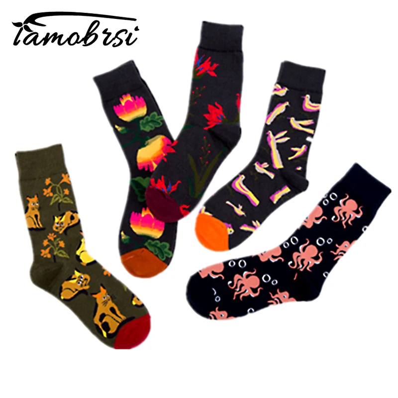 

Pigeon Octopus Cat Flower Plant Winter Women Happy Socks Funny Lady Couple Socks Warm Personality Men Socks Sokken Female Gift