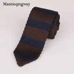 Mantieqingway Для мужчин S трикотажные Средства ухода за кожей Шеи Галстуки Для мужчин трикотажный галстук тонкий Gravatas Классический Полосатый и