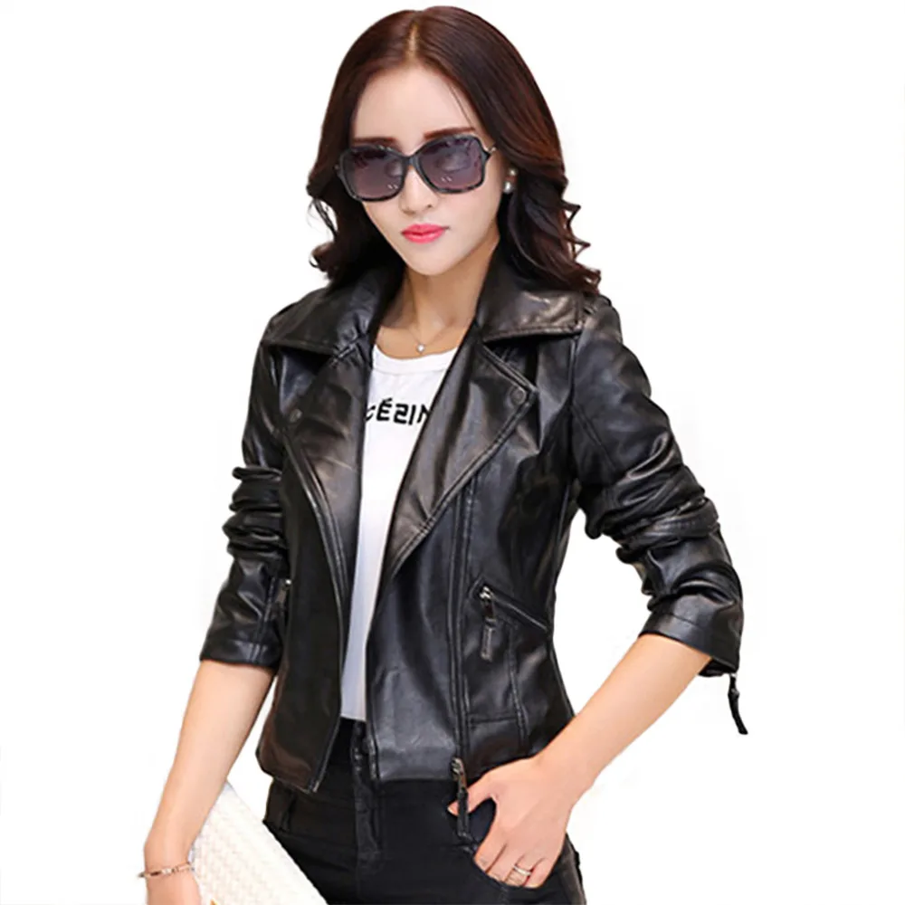 Hot New 2017 Women Faux Leather Jackets jaqueta couro Winter Coat veste ...