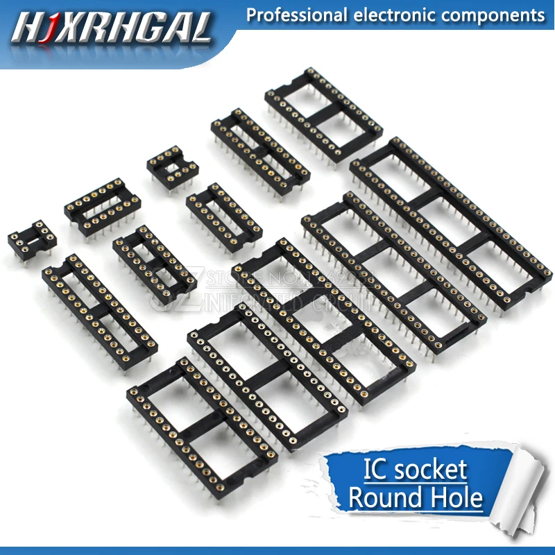 200PCS Round Hole IC socket Connector DIP 6 8 14 16 18 20 24 28 40 pin Sockets DIP6 DIP8 DIP14 DIP16 DIP18 DIP20 DIP28 hjxrhgal