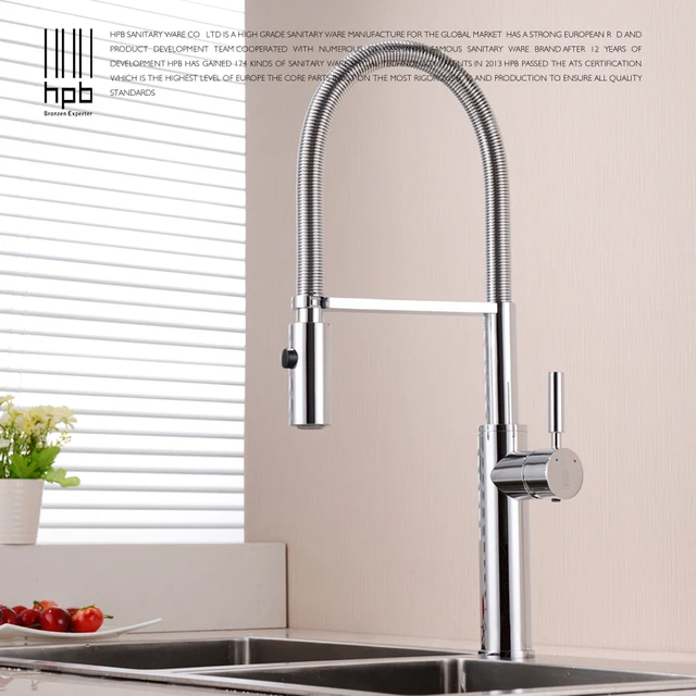 Best Quality HPB Brass Brushed Nickel Pull Out Rotary Kitchen Faucet Mixer Tap for Sinks Single Handle Deck Mounted Hot And Cold Water HP4105 Best Quality HPB Brass Brushed Nickel Pull Out Rotary Kitchen Faucet Mixer Tap for Sinks Single Handle Deck Mounted Hot And Cold Water HP4105