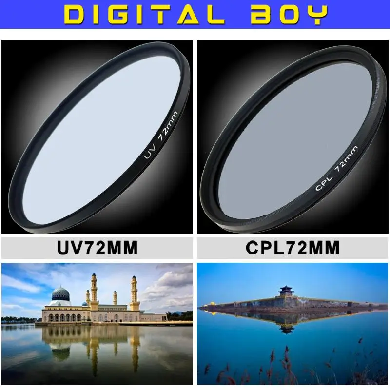72mm Ultra Violet UV filter + Circular polarizing CPL C PL 72 mm lens