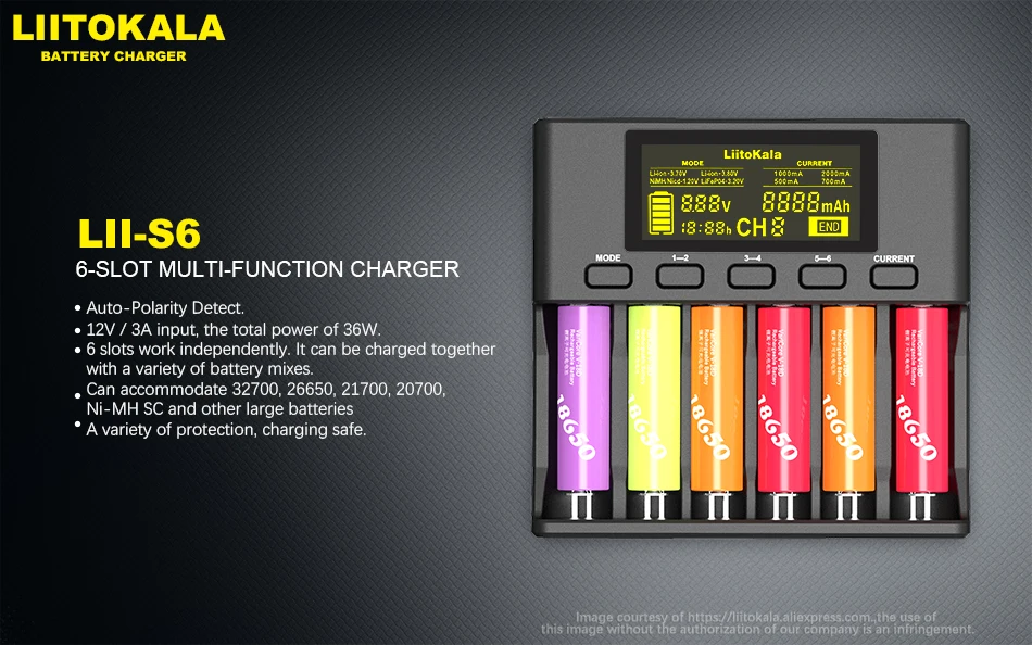 LiitoKala Li-S6 18650 battery charger