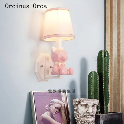 

Cartoon Creative Colorful Bear Wall Lamp Boys and Girls Bedroom Children's Room Lamp Nordic Simple LED Animal Wall Lamp