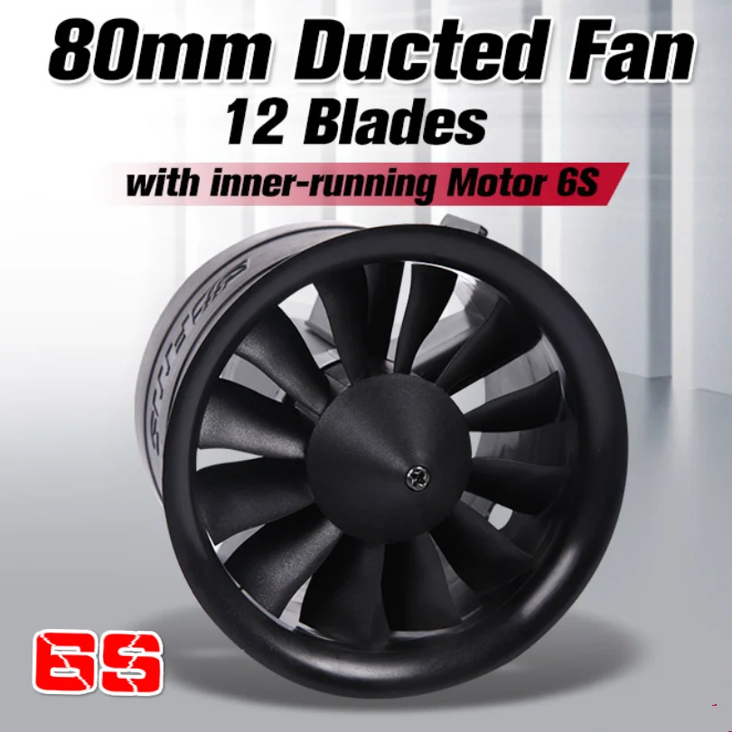 FMS 80mm Ducted Fan EDF Unit 12 blade With 3270 KV2000 Motor (optional) 6S Version For RC Airplane Model Plane Jet Spare Parts | Игрушки и