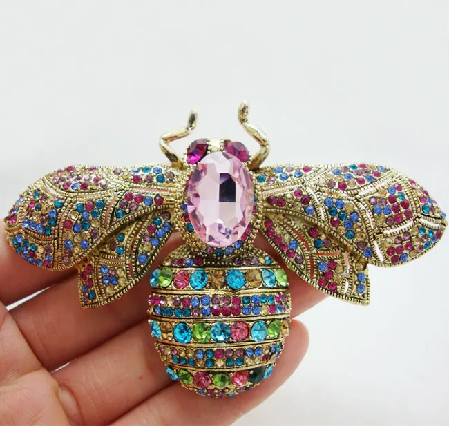 

2.36" Fashion Style Multi-color Bee Insectl Brooch Pin Rhinestone Crystal