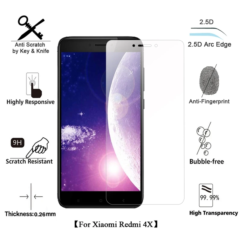Закаленное стекло для Xiaomi Redmi 4X защита экрана 2.5D 9H чехол телефона Защитное Xiomi 4A