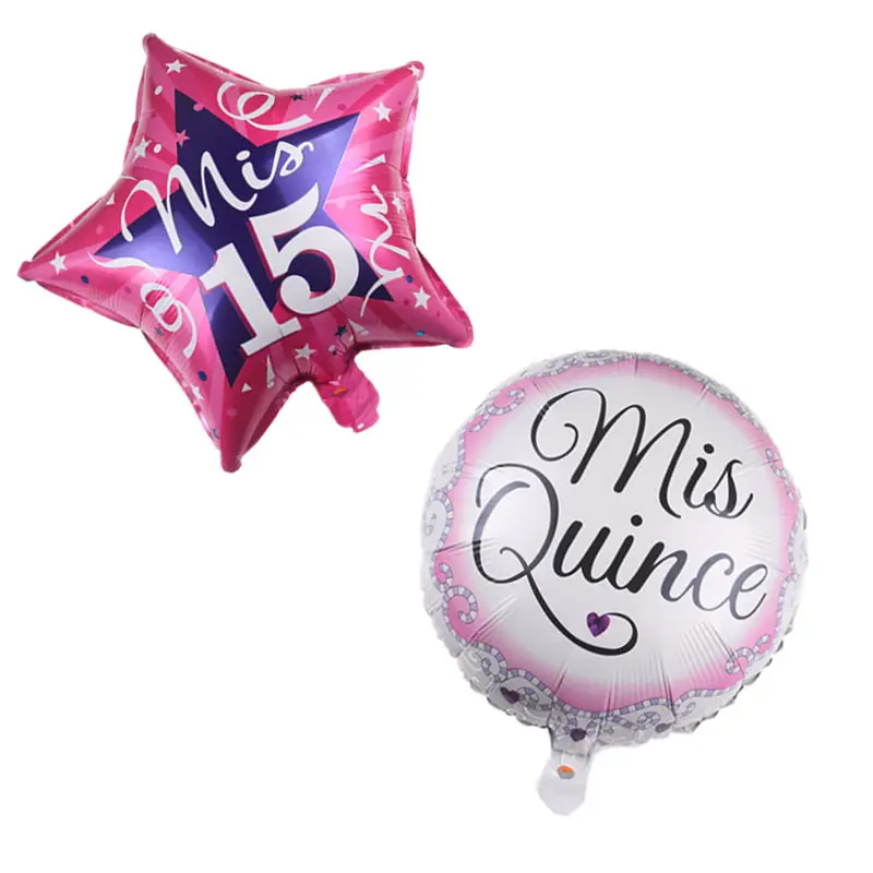 

XXPWJ New 18-inch round five-pointed star Western language my 15-year-old aluminum balloons Festival party decoration balloon