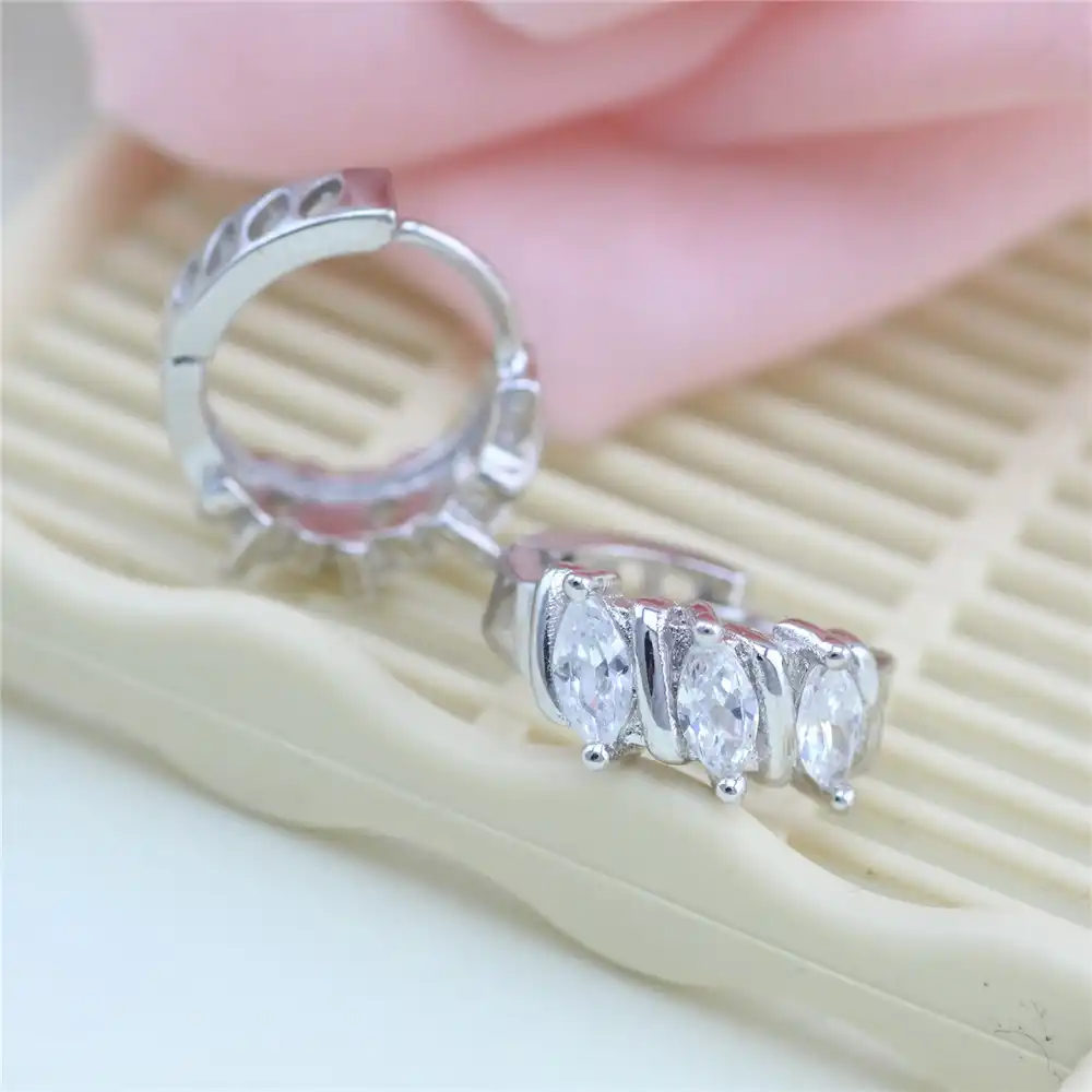 2017 Бесплатная доставка ювелирные изделия 925 стерлингового серебра с двойным рядом камней микроинкрустация циркония серебряные серьги с цирконием, серьги, женские серьги покрытые eh132