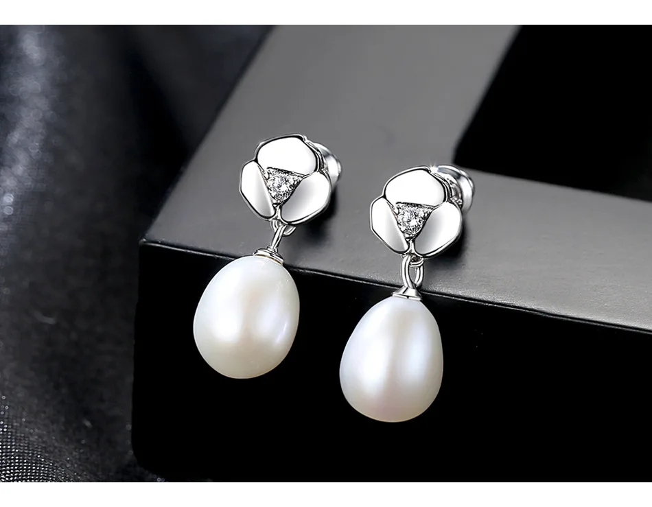 

S925 sterling silver earrings natural pearl fashion exquisite earrings LBP03