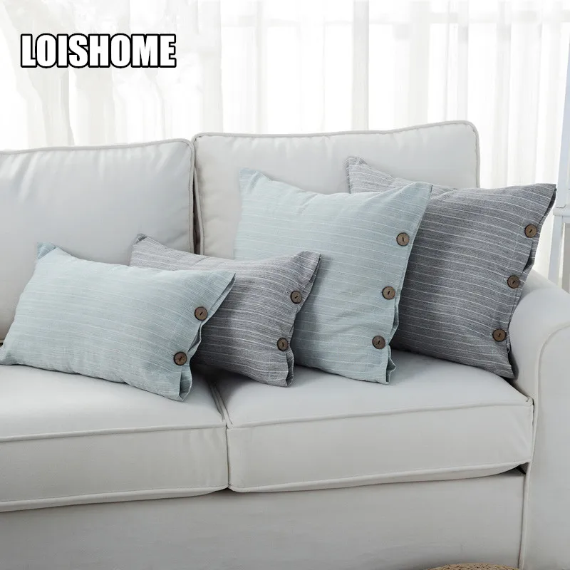 CLattice Button Cushion Cover Blue Grey Pillow Cover Simple Style Unique Blue And Grey Decorative Pillows CLattice Button Cushion Cover Blue Grey Pillow Cover Simple Style Unique Blue And Grey Decorative Pillows