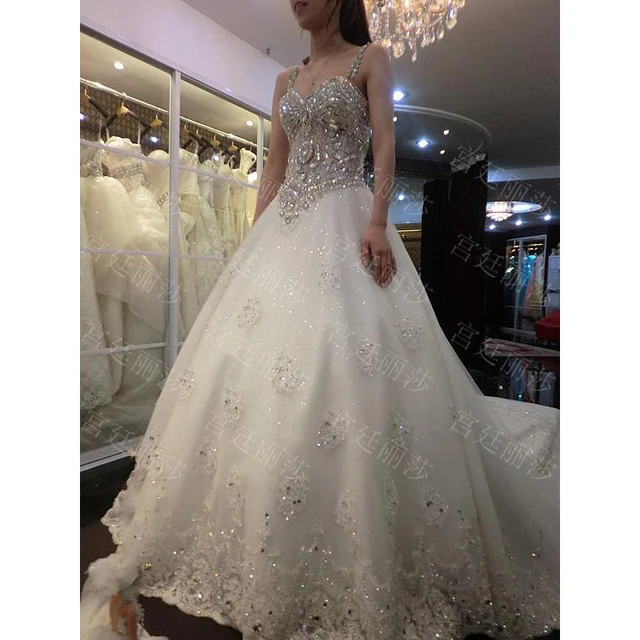 Wow Amazingly Beaded Crystal Wedding Gowns Ivory Plus Size Bride Wow Amazingly Beaded Crystal Wedding Gowns Ivory Plus Size Bride Dress 2017 Real Picture