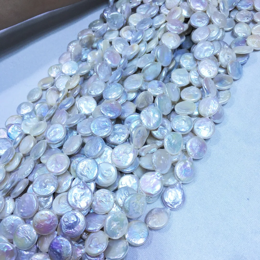 Natural freshwater pearl high quality 36 cm perforated loose beads DIY ladies necklace bracelet production 12-13mm button beads