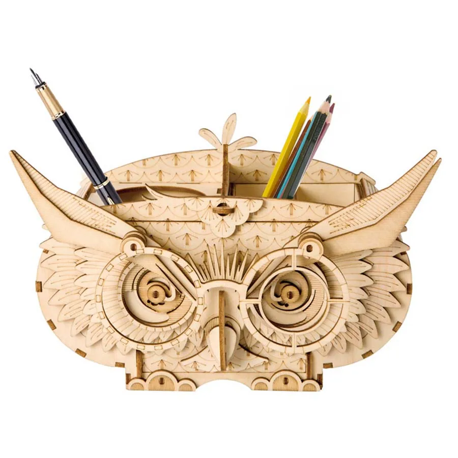 

Robotime DIY 3D Wooden Puzzle Cartoon Animal Owl Puzzle Games Assembly Toy Pen Holder Educational Toys for Boys Girls Adults