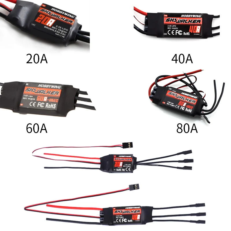 Скоростной контроллер Aerops Hobbywing Skywalker 12A 15A 20A 30A 40A 50A 60A 80A ESC с UBEC для