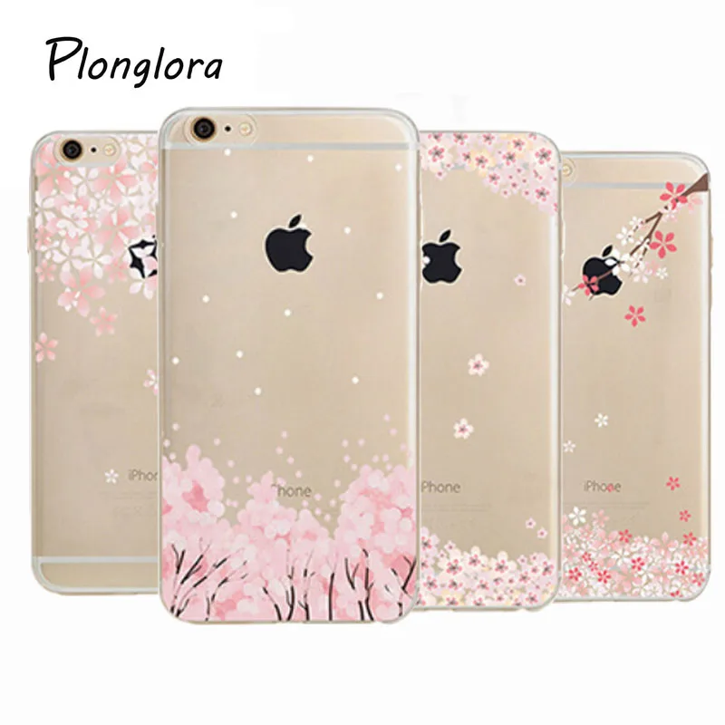 Case For Iphone 7 Pretty Painting Plum Japan Sweet Cherry Blossoms TPU
