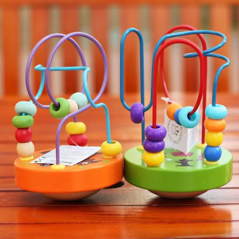 

Children Wooden Toys Montessori Wooden Bead Math Toy Wire Maze Roller Coaster Educational Wood Puzzles Kid Toys For Children