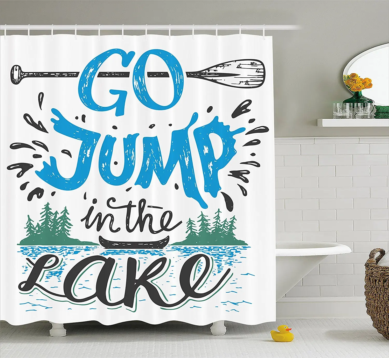 Cabin Decor Shower Curtain Vintage Typography Inspiration Quote
