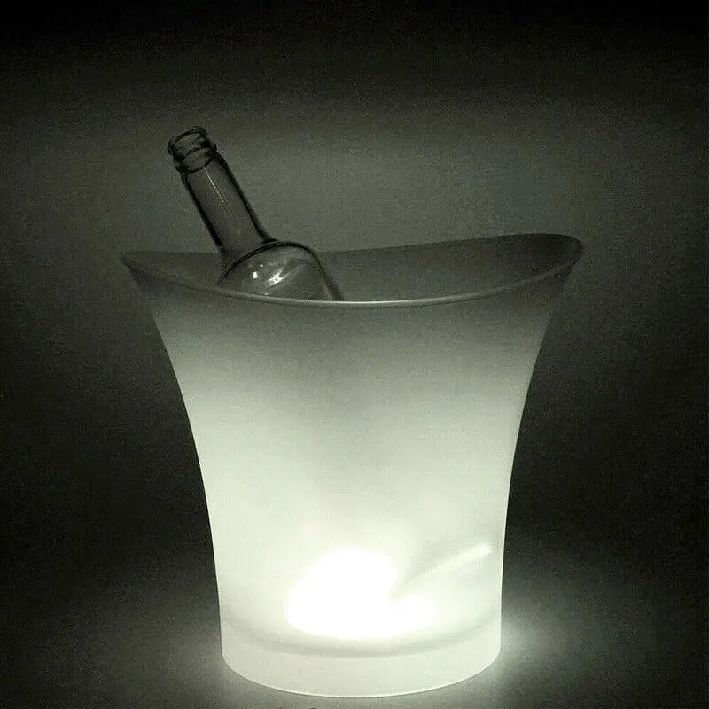 5L разноцветный светодиодный шампанское вино Напитки Охладитель сверкающие с подсветкой ведро льда барная посуда модная светящаяся ведра для льда - Цвет: Белый