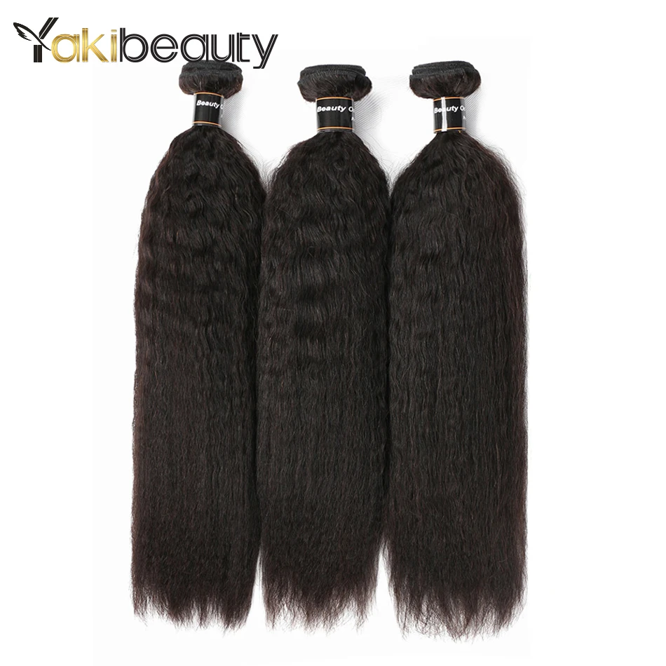 Kinky Straight Hair Bundles 3pcslot Yakibeauty Raw Indian Human Hair Weave Bundles 8-28inch Natural Black Remy Hair Extension (5)