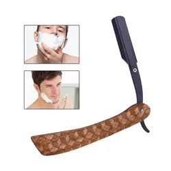 Прямо лезвию бритвы для Для мужчин складной лезвие для бритвы деревянная ручка на лице волосы бровей Борода бритья инструмент сменные