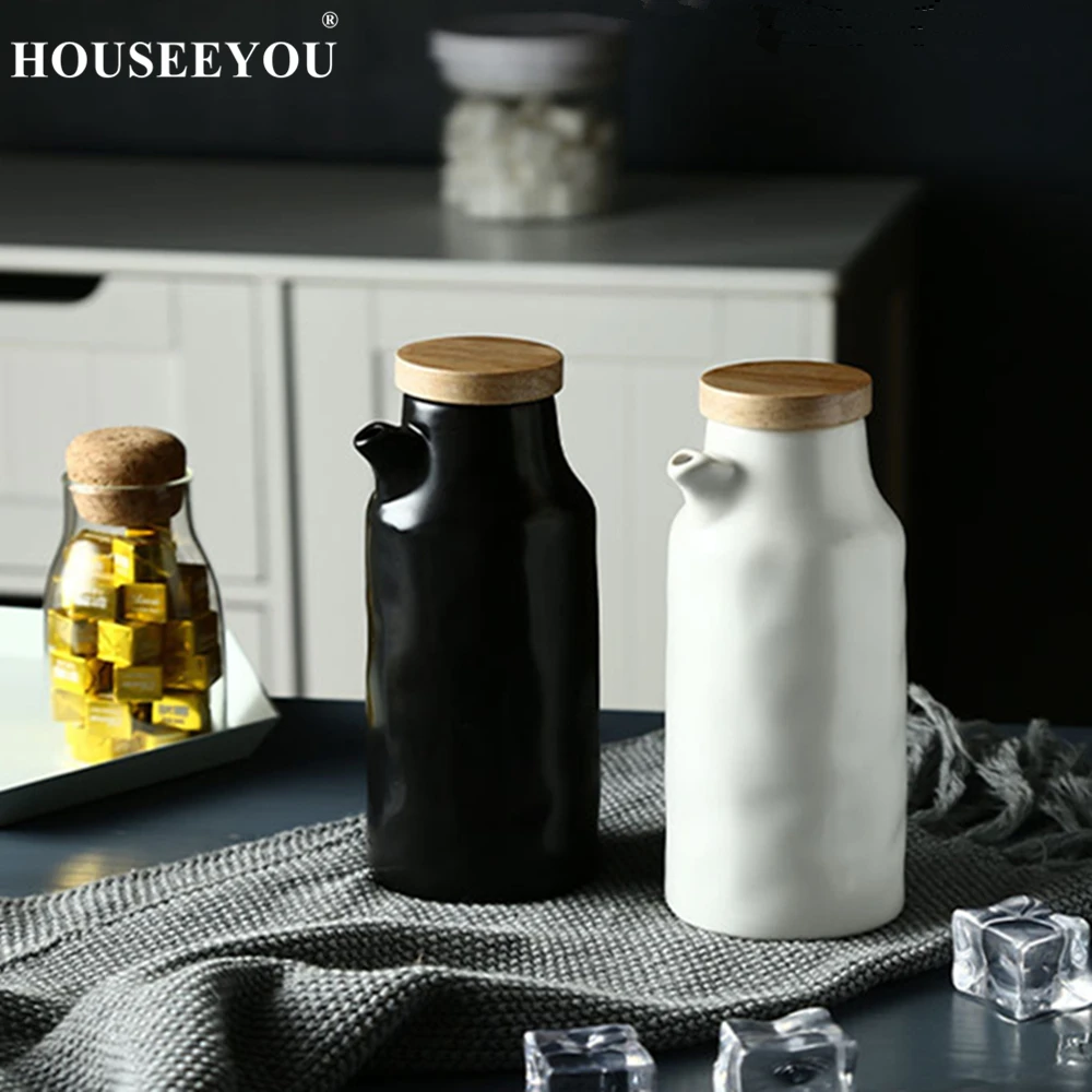 

Ceramic Japanese-Style Household Oil Bottle Leak-Proof Kitchen Vinegar Olive Dispenser Bottle Seasoning Oil Pot Kitchen Supplies