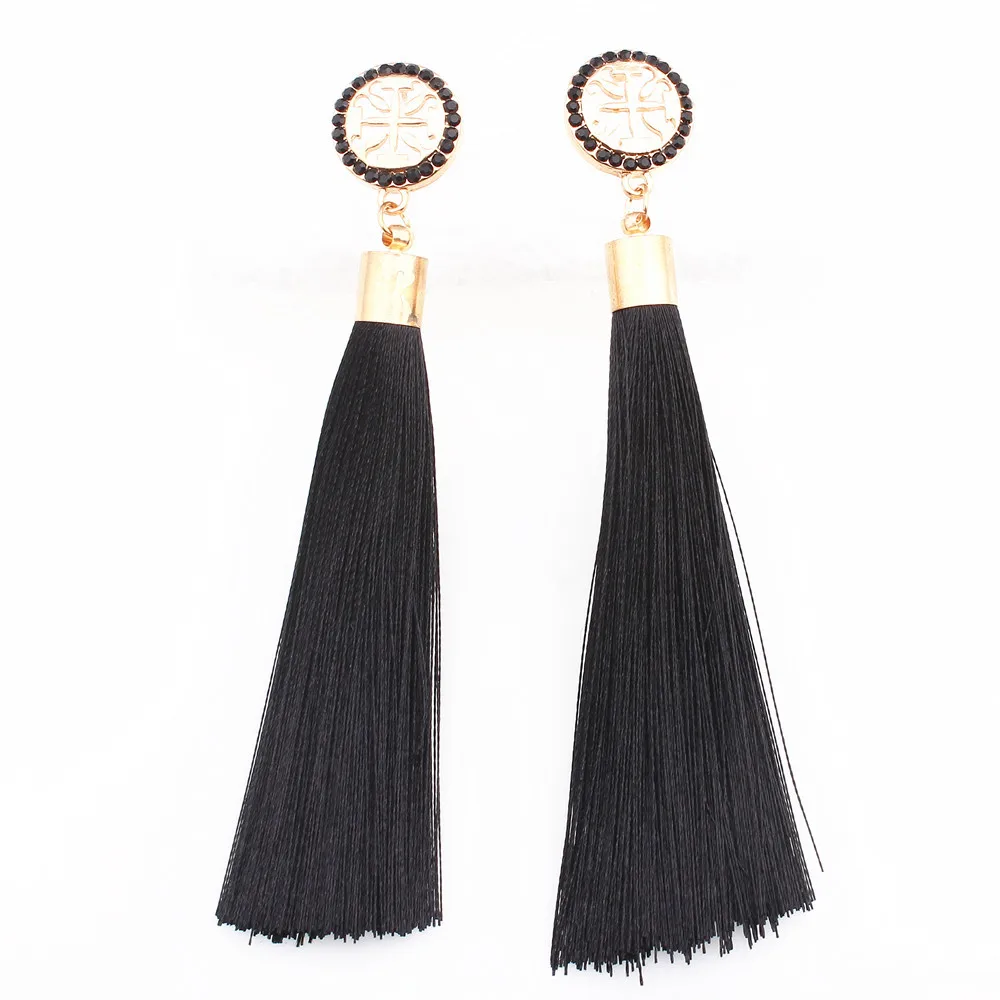 Женские богемные висячие серьги Boho длинные преувеличенные из шелковой ткани