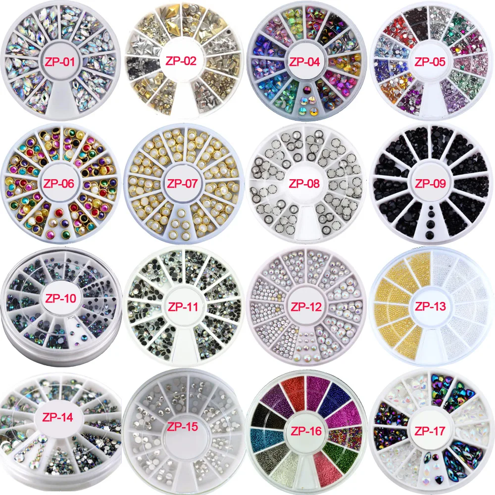 

1 Wheel Nail Rhinestones Wheel Colorful Pearl Stones Nail Beads Studs Glitters Nail Charms DIY Manicure Tools Tips Jewelry P75