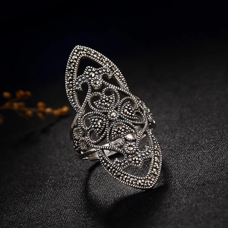 Thailand Thai Silver Marcasite Ring Hot Sale 100 Real 925