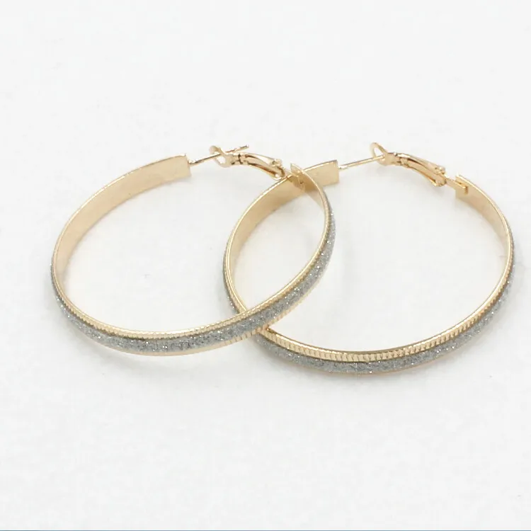 YOUREM Alloy earring nickel free Women fashion dull polish hoop