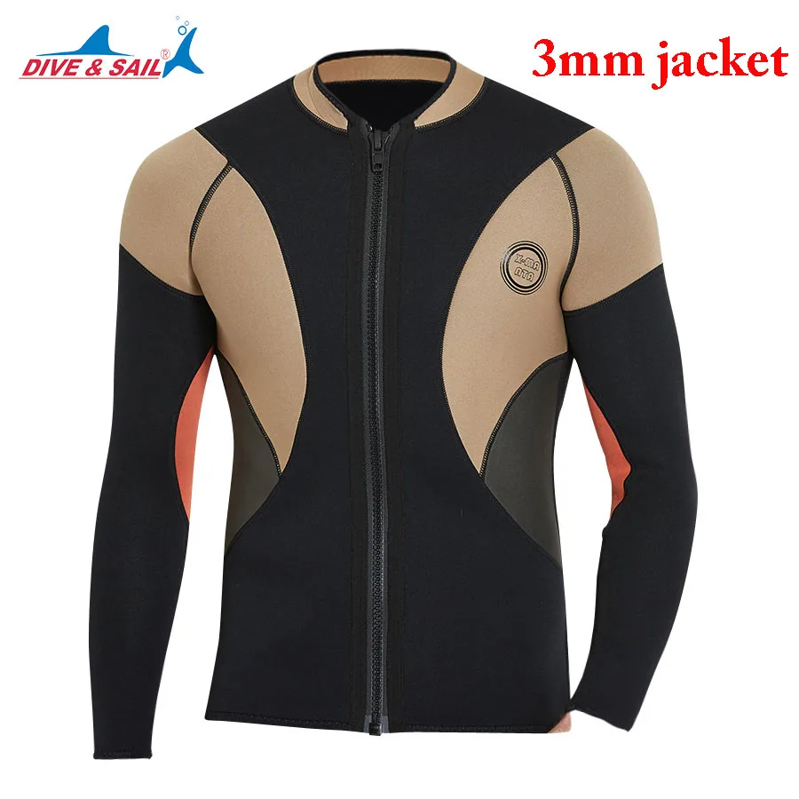 Dive& sail мужские куртки для Гидрокостюма 3 мм неопреновый комбинезон с длинными рукавами для подводного плавания костюм для мокрого плавания Топ Зимний теплый для серфинга - Цвет: 18426 Black