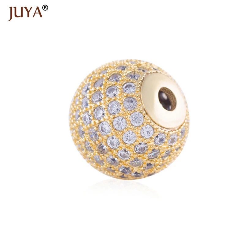 Jewelry Findings Components Luxury Cubic Zirconia Crystal Round / Crown Beads For Diy Fashion