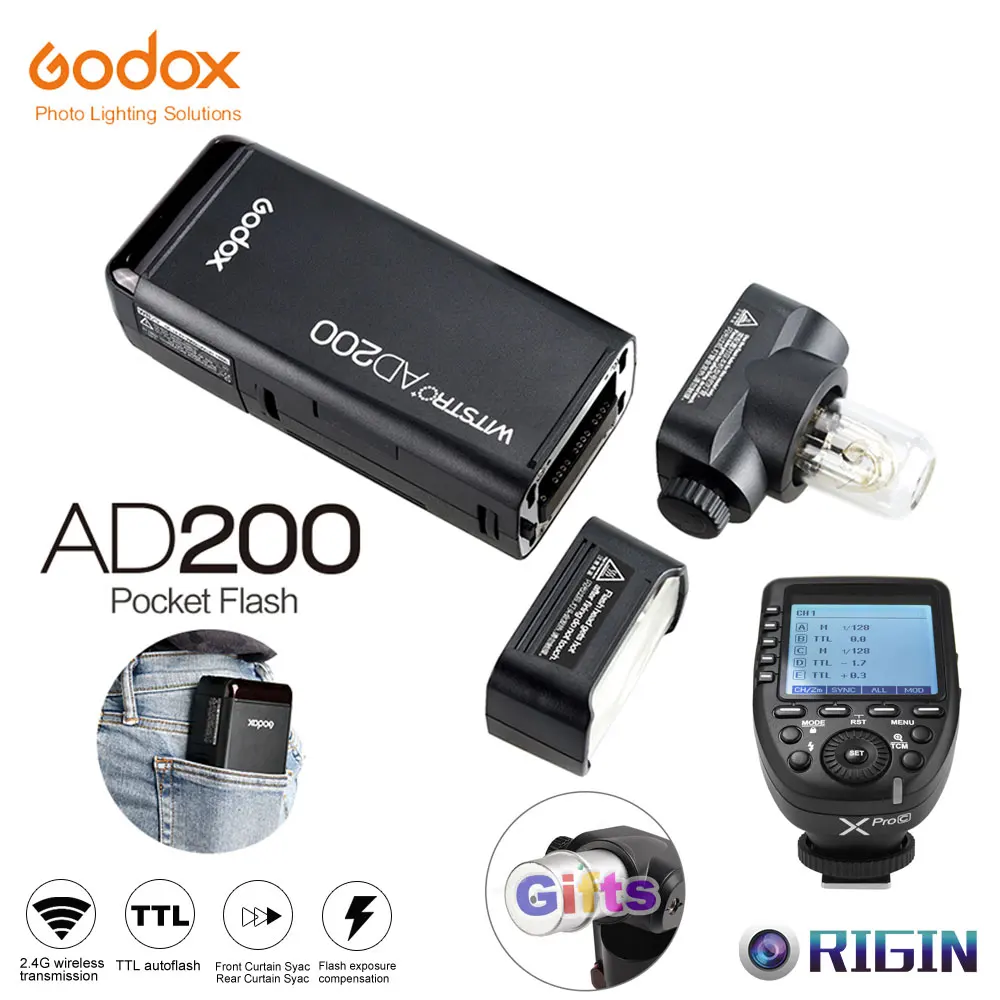 

Godox Pocket Outdoor Flash AD200 Convertible cap 2.4G Wireless 200WS TTL HSS 1/8000s sync+Xpro-C/Xpro-N/Xpro-S/Xpro-O/Xpro-F Kit