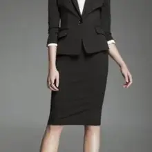 Черный Для женщин костюм формальные 2 шт. куртка+ юбка интервью работы женские офисные наряды костюмы B342