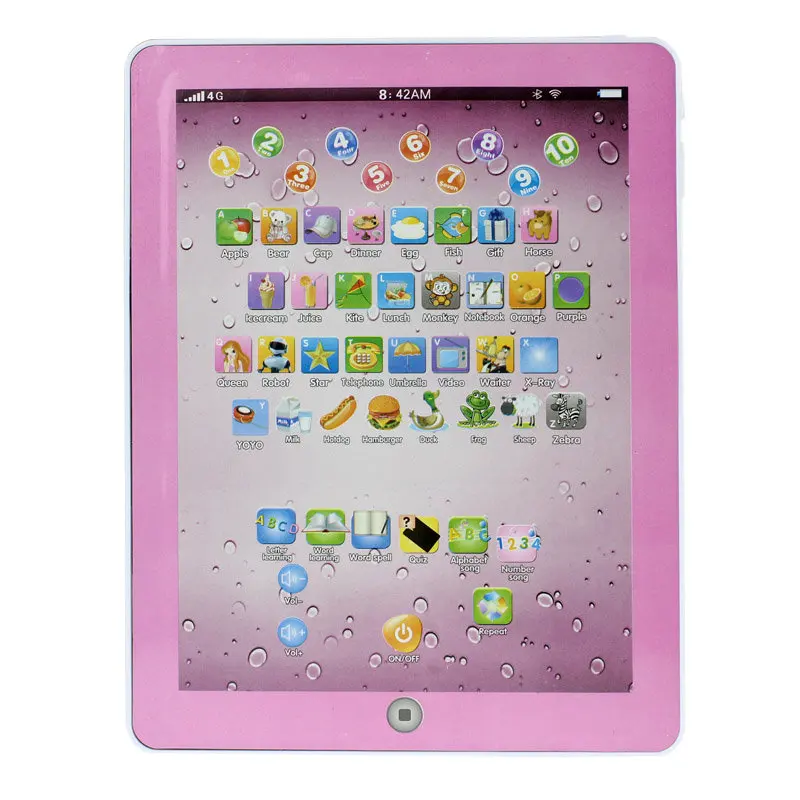 Простая английская ранняя обучающая машина Brinquedos детский сенсорный компьютер планшет английская обучающая машина игрушка - Цвет: pink