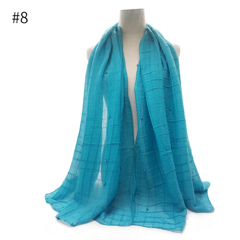 Г. новые женские шарф плотная сетка Макси шарфы твердых шаль дизайн Мягкая мусульманский хиджаб люксовый бренд 10 шт./лот Высокое качество жемчуг - Цвет: 8