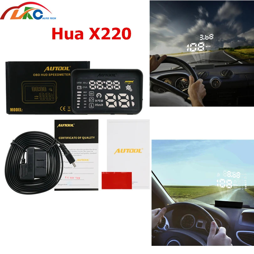 

AUTOOL X220 OBDII Speed Warning Water Temperature KMH/MPH HUD Head-Up Display Display Digital Car Speedometer X220