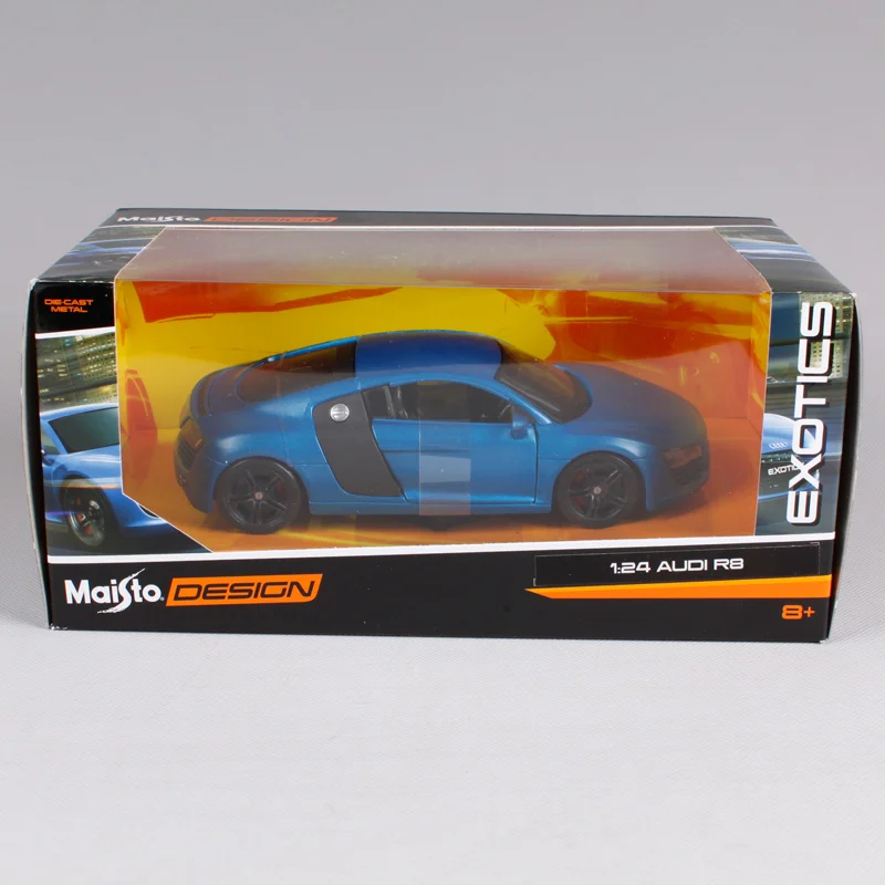 Maisto 1:24 блестящий синий автомобиль литье под давлением для Audi R8 крутой модель