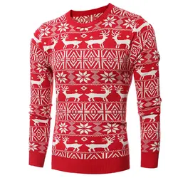Markyi 2017 зима олень узор свитер мужчин Slim Fit Длинные рукава мужские свитера пуловер мужская повседневная Размер 2XL