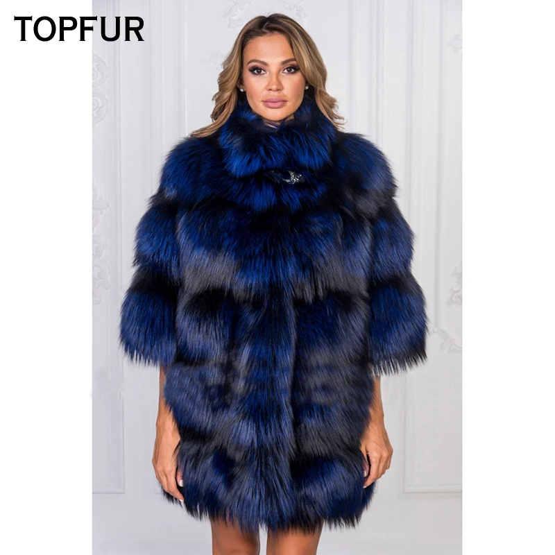 TOPFUR Luxury New Real Fox Fur Coat For Women Winter Natural Silver Fox Fur Jacket With Fur Collar Fashion Real Fox Fur Coat TOPFUR Luxury New Real Fox Fur Coat For Women Winter Natural Silver Fox Fur Jacket With Fur Collar Fashion Real Fox Fur Coat